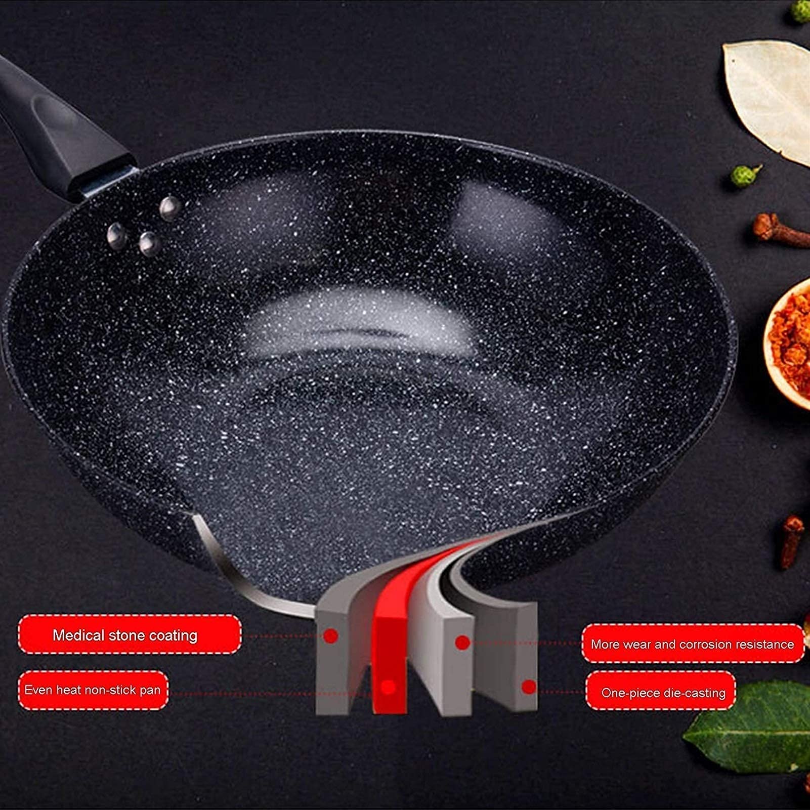 ノンスティック フライパン 中華鍋*2 Amazon｜中華鍋ノンスティック中華鍋、大型鉄鍋、家庭用昔ながら